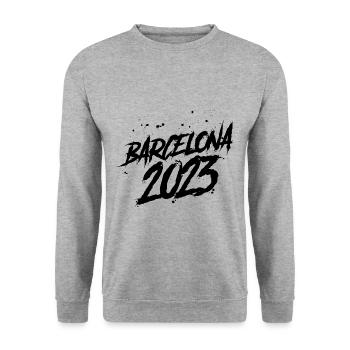 Barcelona 2023 - Unisex Pullover - Weißgrau meliert - Vorne - Alina (178cm) & Michal (187cm)