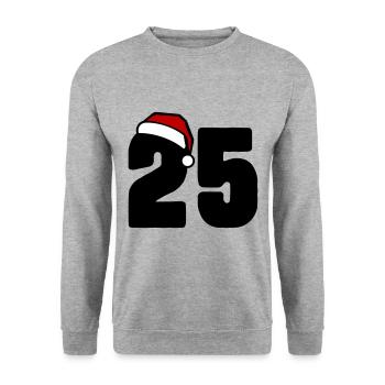 25 Zahl Weihnachten - Unisex Pullover - Weißgrau meliert - Vorne - Alina (178cm) & Michal (187cm)