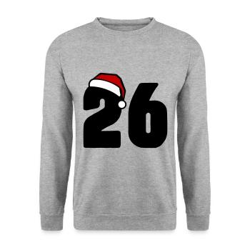 26 Zahl Weihnachten - Unisex Pullover - Weißgrau meliert - Vorne - Alina (178cm) & Michal (187cm)