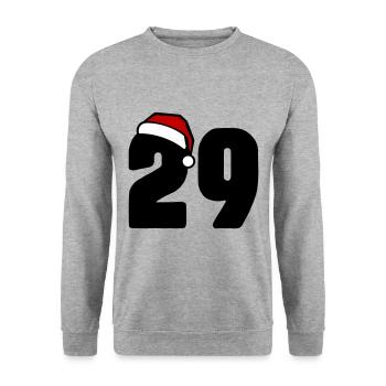 29 Zahl Weihnachten - Unisex Pullover - Weißgrau meliert - Vorne - Alina (178cm) & Michal (187cm)