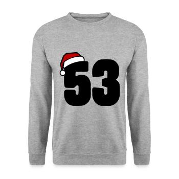 53 Numéro Noël - Sweat-shirt Unisexe - gris chiné - Devant - Alina (178cm) & Michal (187cm)