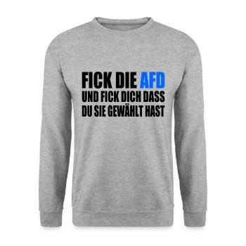 fick die afd und fick dich dass du sie gewählt has - Unisex Pullover - Weißgrau meliert - Vorne - Alina (178cm) & Michal (187cm)