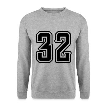 32 number symbol - Unisex Sweatshirt - salt & pepper - Front - Alina (178cm) & Michal (187cm)