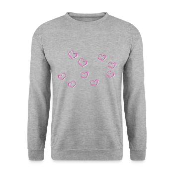 Pink Hearts Line Heart Pattern - Unisex Sweatshirt - salt & pepper - Front - Alina (178cm) & Michal (187cm)
