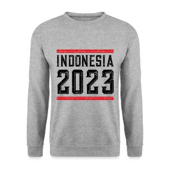 Indonesia 2023 - Unisex Pullover - Weißgrau meliert - Vorne - Alina (178cm) & Michal (187cm)