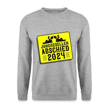 Junggesellen Abschied 2024 - Unisex Pullover - Weißgrau meliert - Vorne - Alina (178cm) & Michal (187cm)