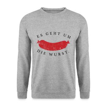 It's about the sausage - Unisex Sweatshirt - salt & pepper - Front - Alina (178cm) & Michal (187cm)