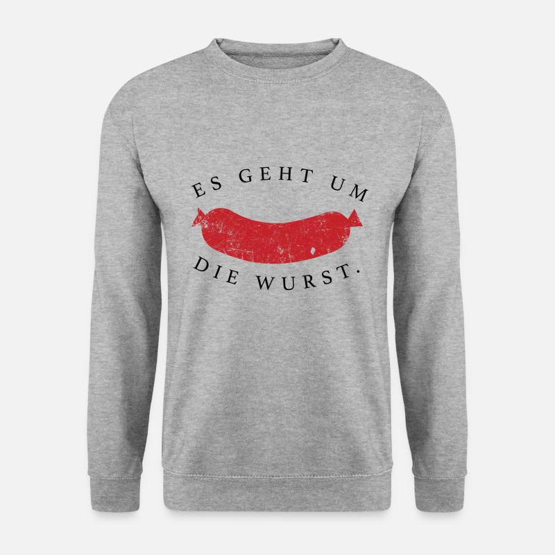 Es geht um die Wurst - Unisex Pullover - Weißgrau meliert