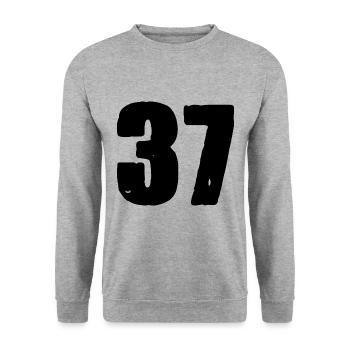 Maillot numéro 37 - Sweat-shirt Unisexe - gris chiné - Devant - Alina (178cm) & Michal (187cm)