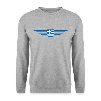 I Love Greece Fan, Design T-Shirt Outfit - Unisex Sweatshirt - salt & pepper - Front - Alina (178cm) & Michal (187cm)