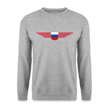 Russland T-Shirt – Stolz und Tradition - Unisex Pullover - Weißgrau meliert - Vorne - Alina (178cm) & Michal (187cm)