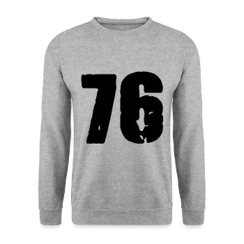 76 number jersey - Unisex Sweatshirt - salt & pepper - Front - Alina (178cm) & Michal (187cm)
