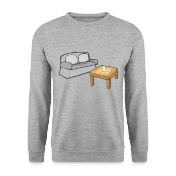 Wohnen Symbol Tisch Sofa Wohnzimmer - Unisex Pullover - Weißgrau meliert - Vorne - Alina (178cm) & Michal (187cm)