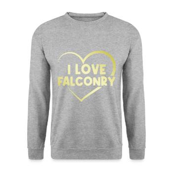 Ich liebe Falknerei - Unisex Pullover - Weißgrau meliert - Vorne - Alina (178cm) & Michal (187cm)