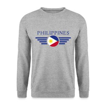 T-shirt de conception de style philippin - Sweat-shirt Unisexe - gris chiné - Devant - Alina (178cm) & Michal (187cm)