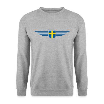 Suède, Tenue Design T-Shirt Vêtements - Sweat-shirt Unisexe - gris chiné - Devant - Alina (178cm) & Michal (187cm)