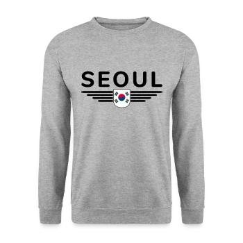 T-shirt Seoul Fan pour les amoureux de la Corée - Sweat-shirt Unisexe - gris chiné - Devant - Alina (178cm) & Michal (187cm)
