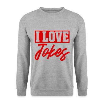 Ich liebe Witze - Unisex Pullover - Weißgrau meliert - Vorne - Alina (178cm) & Michal (187cm)