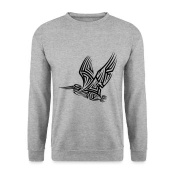 Pelikan Tribal Tattoo - Unisex Pullover - Weißgrau meliert - Vorne - Alina (178cm) & Michal (187cm)