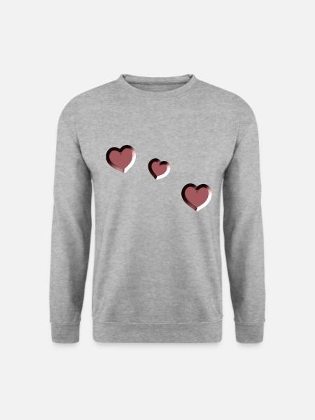 drei rote herzen symbol liebe - Unisex Pullover - Weißgrau meliert