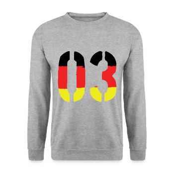 3 Zahl symbol Germany - Unisex Pullover - Weißgrau meliert - Vorne - Alina (178cm) & Michal (187cm)