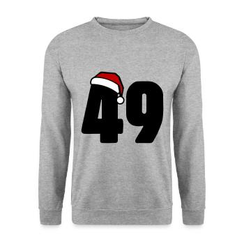 49 Zahl Weihnachten - Unisex Pullover - Weißgrau meliert - Vorne - Alina (178cm) & Michal (187cm)