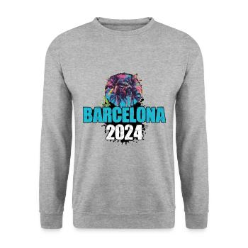 Barcelona 2024 Reisen Tour Team - Unisex Pullover - Weißgrau meliert - Vorne - Alina (178cm) & Michal (187cm)