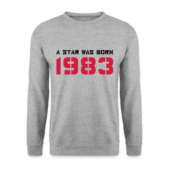 Année de naissance Anniversaire Born In - Made in 1983 - Sweat-shirt Unisexe - gris chiné - Devant - Alina (178cm) & Michal (187cm)