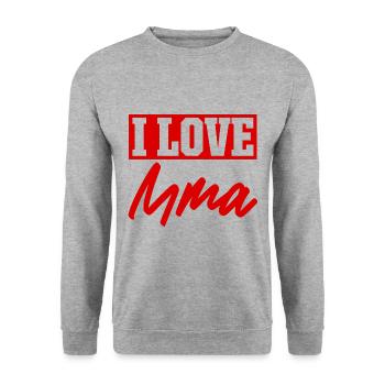 Ich liebe Mma - Unisex Pullover - Weißgrau meliert - Vorne - Alina (178cm) & Michal (187cm)