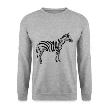 Zebra Tribal Tattoo - Unisex Pullover - Weißgrau meliert - Vorne - Alina (178cm) & Michal (187cm)