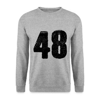 48 Zahl Trikot - Unisex Pullover - Weißgrau meliert - Vorne - Alina (178cm) & Michal (187cm)
