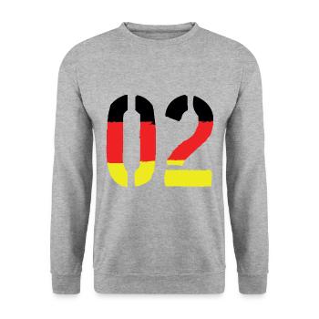 2 Zahl symbol Germany - Unisex Pullover - Weißgrau meliert - Vorne - Alina (178cm) & Michal (187cm)