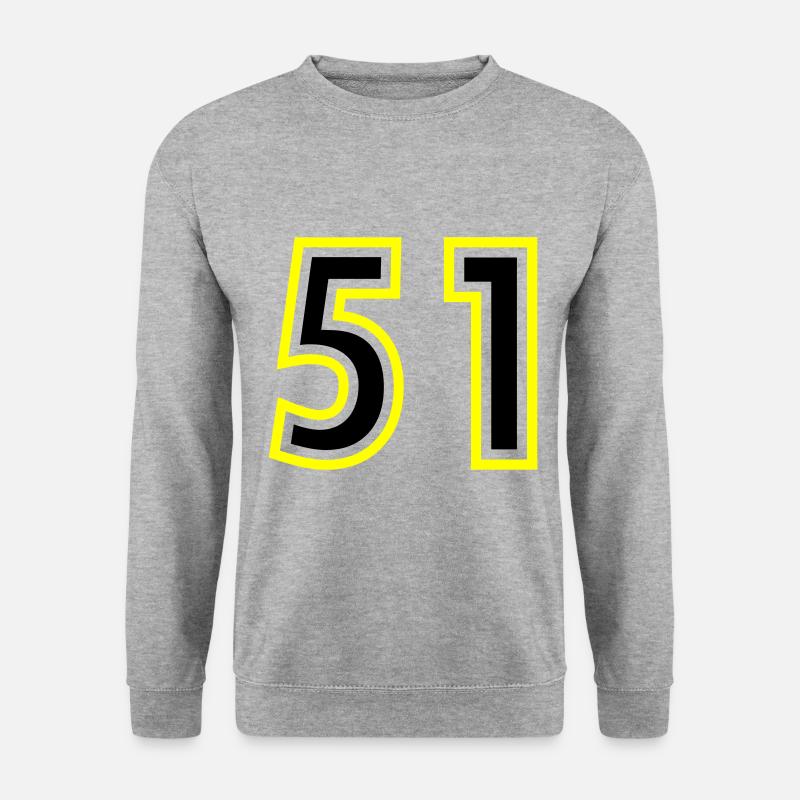 51 Zahl College - Unisex Pullover - Weißgrau meliert