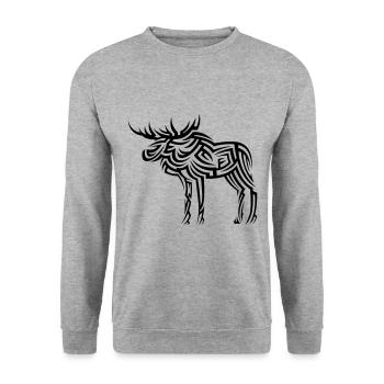 Moose Tribal Tattoo - Unisex Sweatshirt - salt & pepper - Front - Alina (178cm) & Michal (187cm)