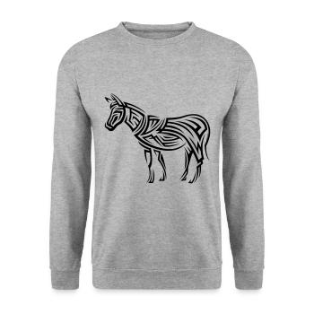 Esel Tribal Tattoo - Unisex Pullover - Weißgrau meliert - Vorne - Alina (178cm) & Michal (187cm)