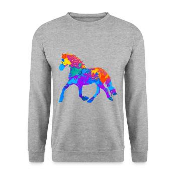 Pferd Pferde Pferdesport Pferdemädchen - Unisex Pullover - Weißgrau meliert - Vorne - Alina (178cm) & Michal (187cm)