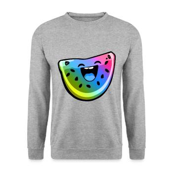 Pastèque Bande dessinée colorée - Sweat-shirt Unisexe - gris chiné - Devant - Alina (178cm) & Michal (187cm)