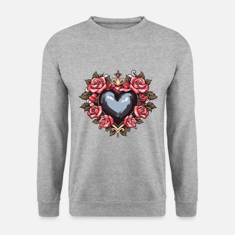 Herz Symbol Liebe - Unisex Pullover - Weißgrau meliert