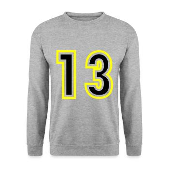 13 Number College - Unisex Sweatshirt - salt & pepper - Front - Alina (178cm) & Michal (187cm)