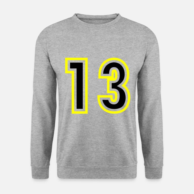 13 Zahl College - Unisex Pullover - Weißgrau meliert