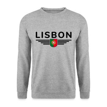 T-shirt de fan de Lisbonne pour les amoureux du Portugal - Sweat-shirt Unisexe - gris chiné - Devant - Alina (178cm) & Michal (187cm)