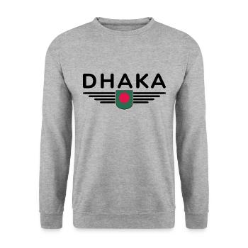 Dhaka Design – Au cœur du Bangladesh - Sweat-shirt Unisexe - gris chiné - Devant - Alina (178cm) & Michal (187cm)