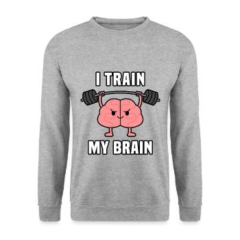 I TRAIN MY BRAIN - Unisex Sweatshirt - salt & pepper - Front - Alina (178cm) & Michal (187cm)