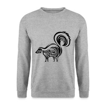 Stinker Tribal Tattoo - Unisex Pullover - Weißgrau meliert - Vorne - Alina (178cm) & Michal (187cm)