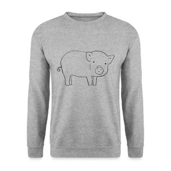 Pig Symbol Animal - Unisex Sweatshirt - salt & pepper - Front - Alina (178cm) & Michal (187cm)