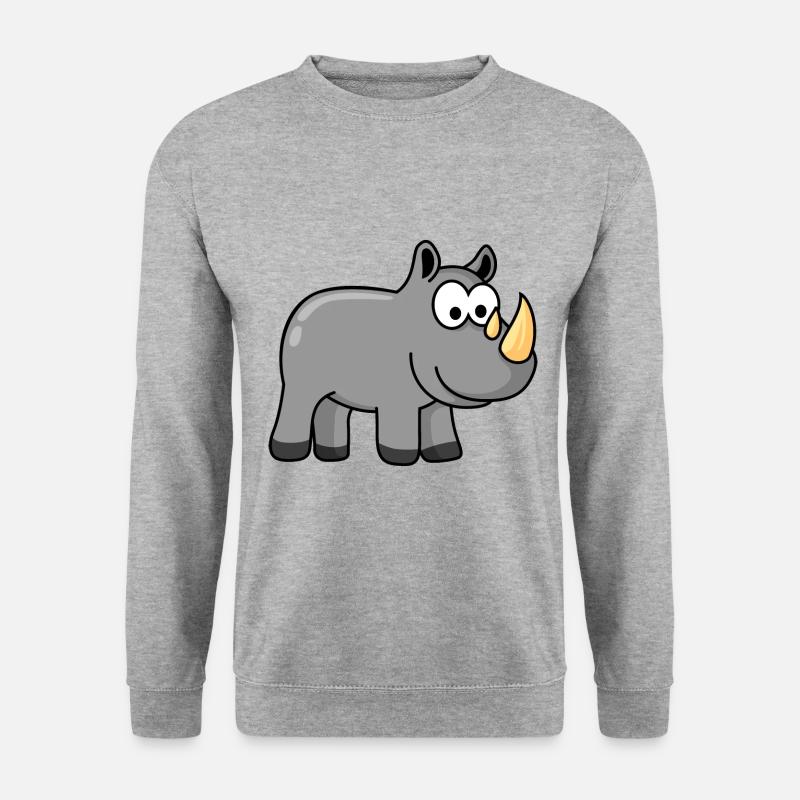 Nashorn Comic Tier - Unisex Pullover - Weißgrau meliert