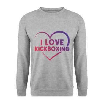 I love kick boxing heart - Unisex Sweatshirt - salt & pepper - Front - Alina (178cm) & Michal (187cm)