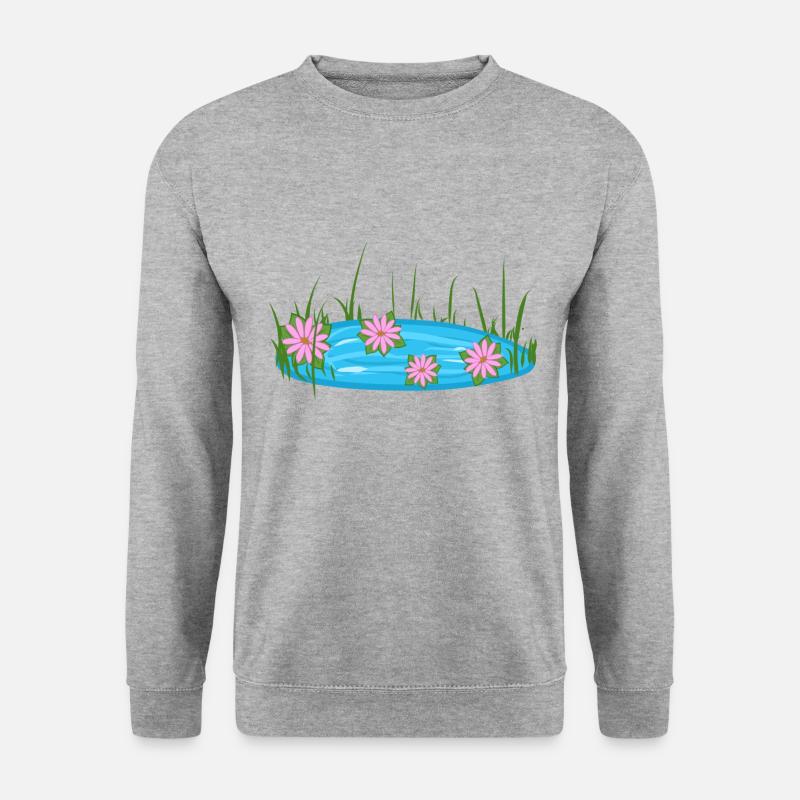 Étang Puddle Nature Fleurs Eau - Sweat-shirt Unisexe - gris chiné