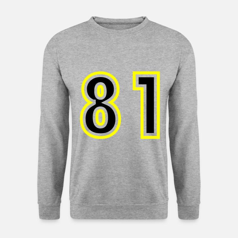 81 Zahl College - Unisex Pullover - Weißgrau meliert