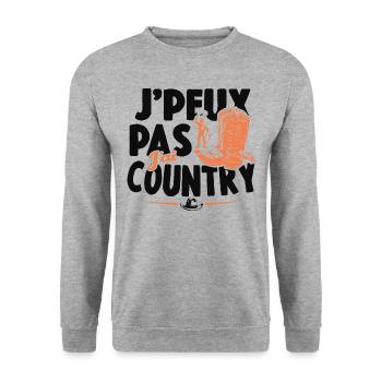 Je Peux Pas J'ai Country Cowboy Western Cadeau - Sweat-shirt Unisexe - gris chiné - Devant - Alina (178cm) & Michal (187cm)